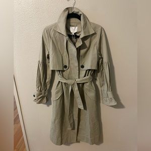 New Joie Alwena Khaki Belted Long Cotton Trench Coat